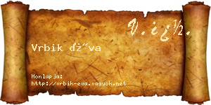 Vrbik Éva névjegykártya